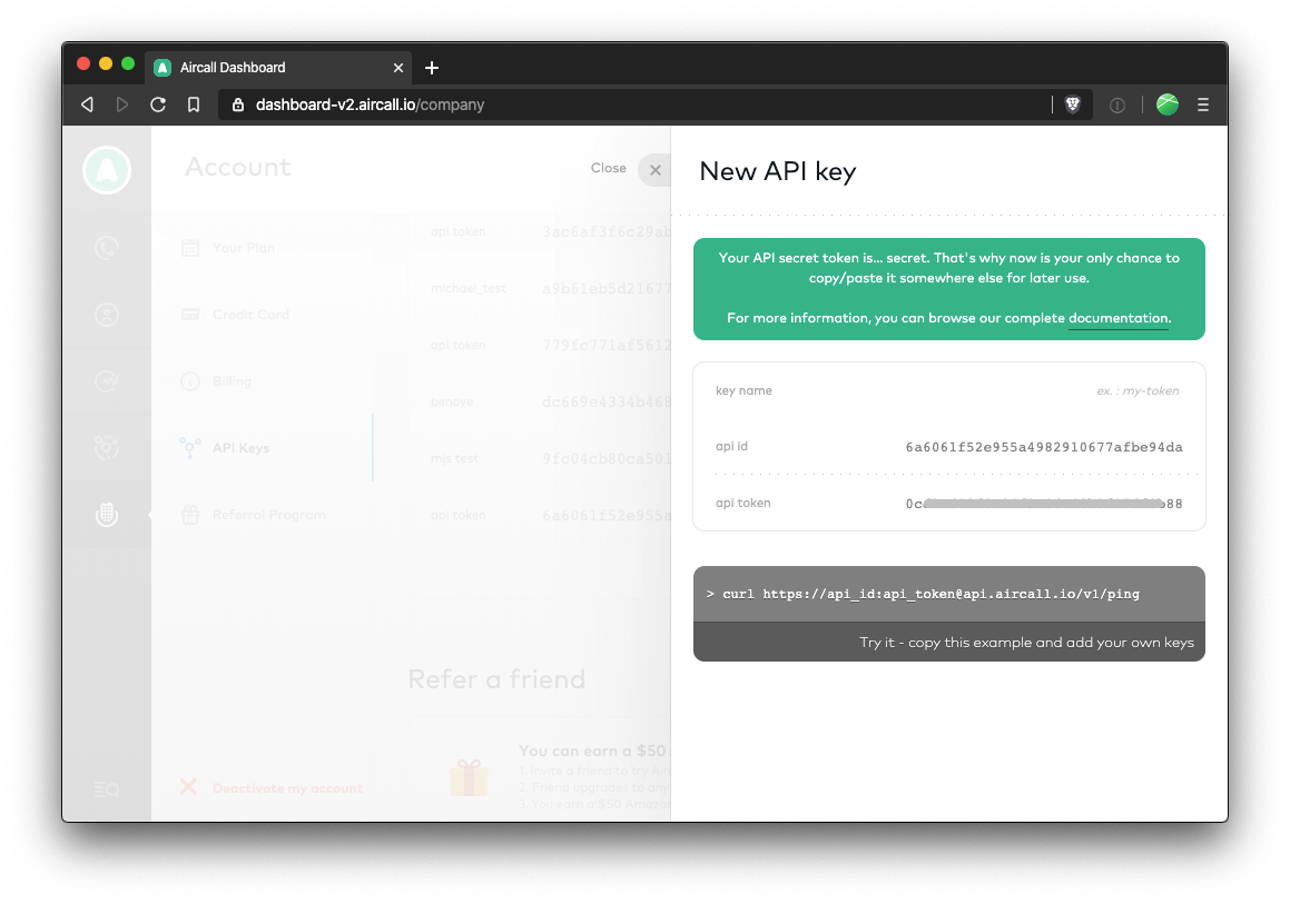 Aircall Basic auth
