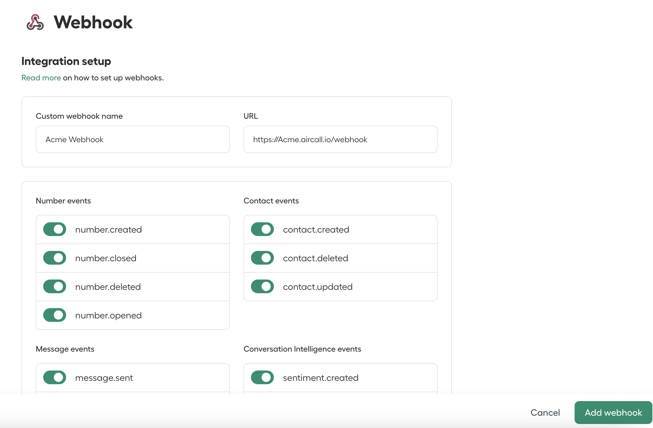 Webhook creation